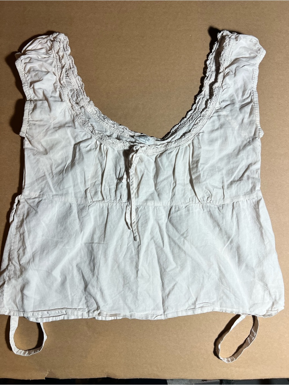Brandy Melville Cream Ruffled Scoop Neck Tank Camisole
